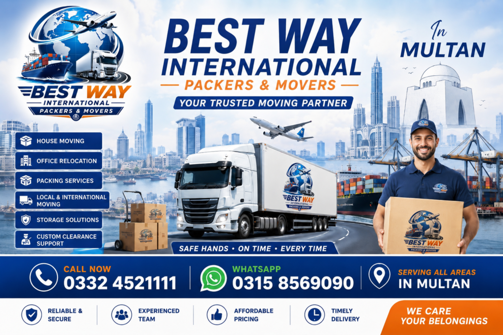 Professional team loading household furniture for relocation in Multan