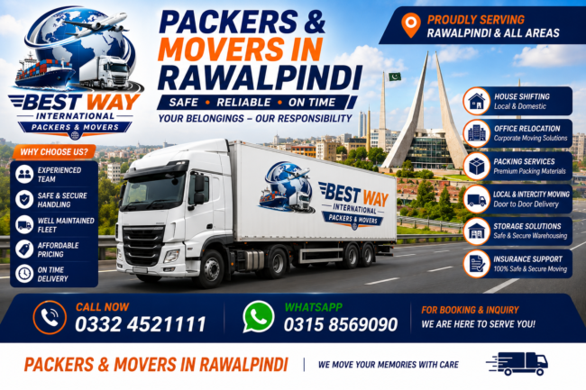 Packers and Movers in Rawalpindi by Bestway International Packers and Movers providing house shifting, office relocation, furniture moving, packing and transportation services.